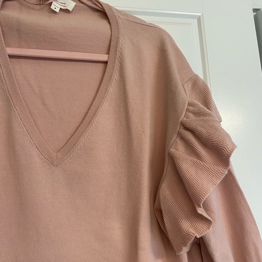 Blush sweater with ruffle sleeve
